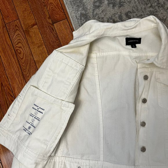 White J-Crew Jean Jacket (L) - Picture 3 of 4